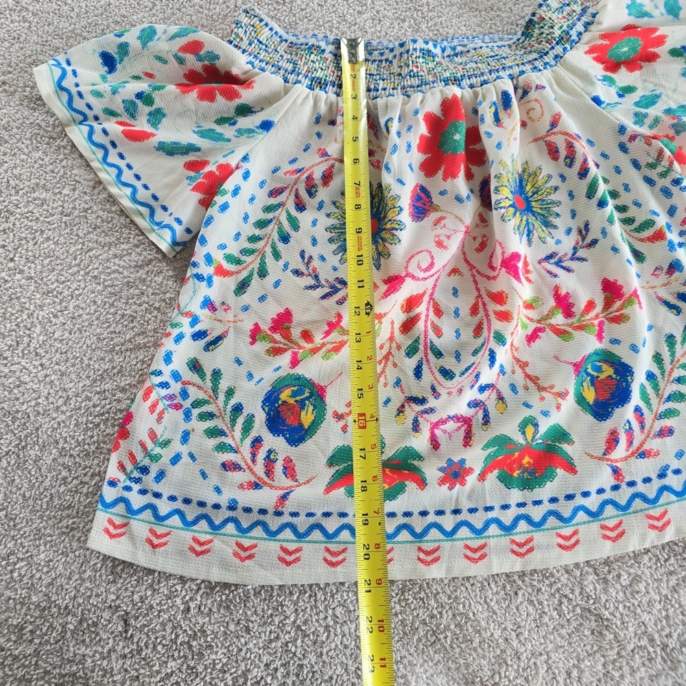 Flying Tomato Floral Off The Shoulder Top Textured Boho-chic Bell Sleeves Sz L - Picture 7 of 11